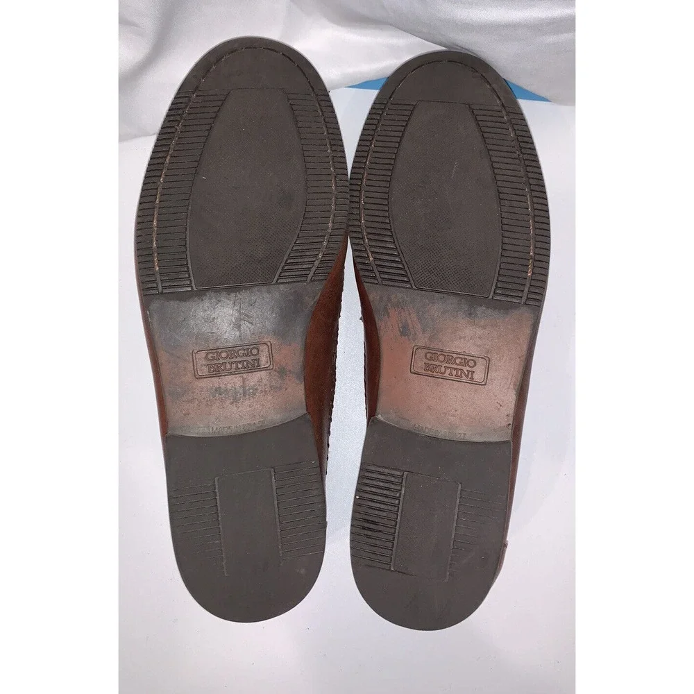 GIORGIO BRUTINI NEWARK BROWN TASSEL LEATHER‎ LOAFERS/SHOES mens 9.5  Very Nice